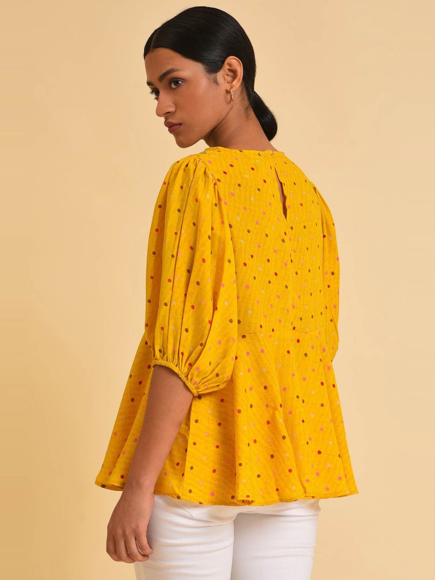 W Yellow Embroidered Top