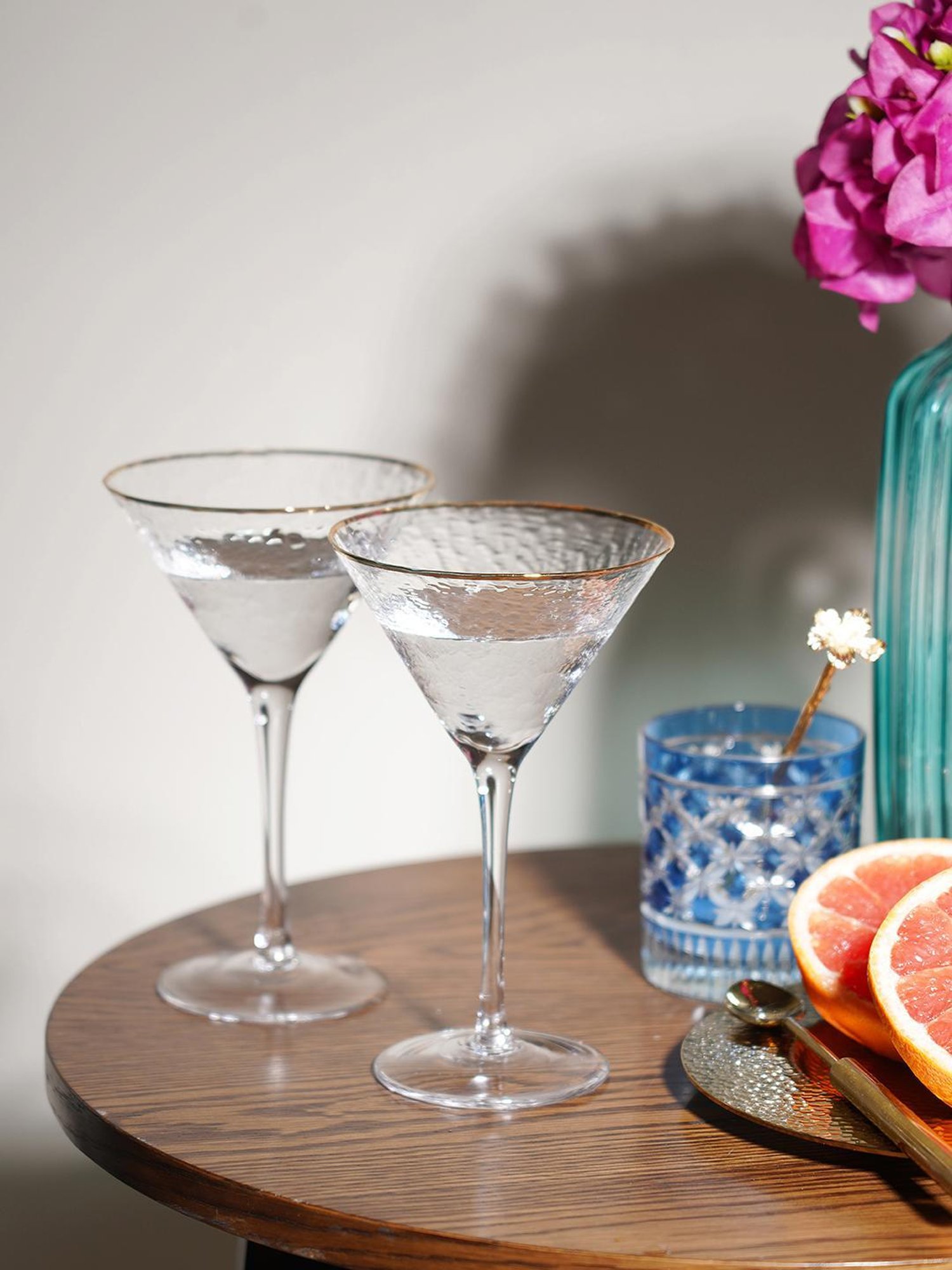 Pure Home and Living Transparent Glass Textured Martini Glasses