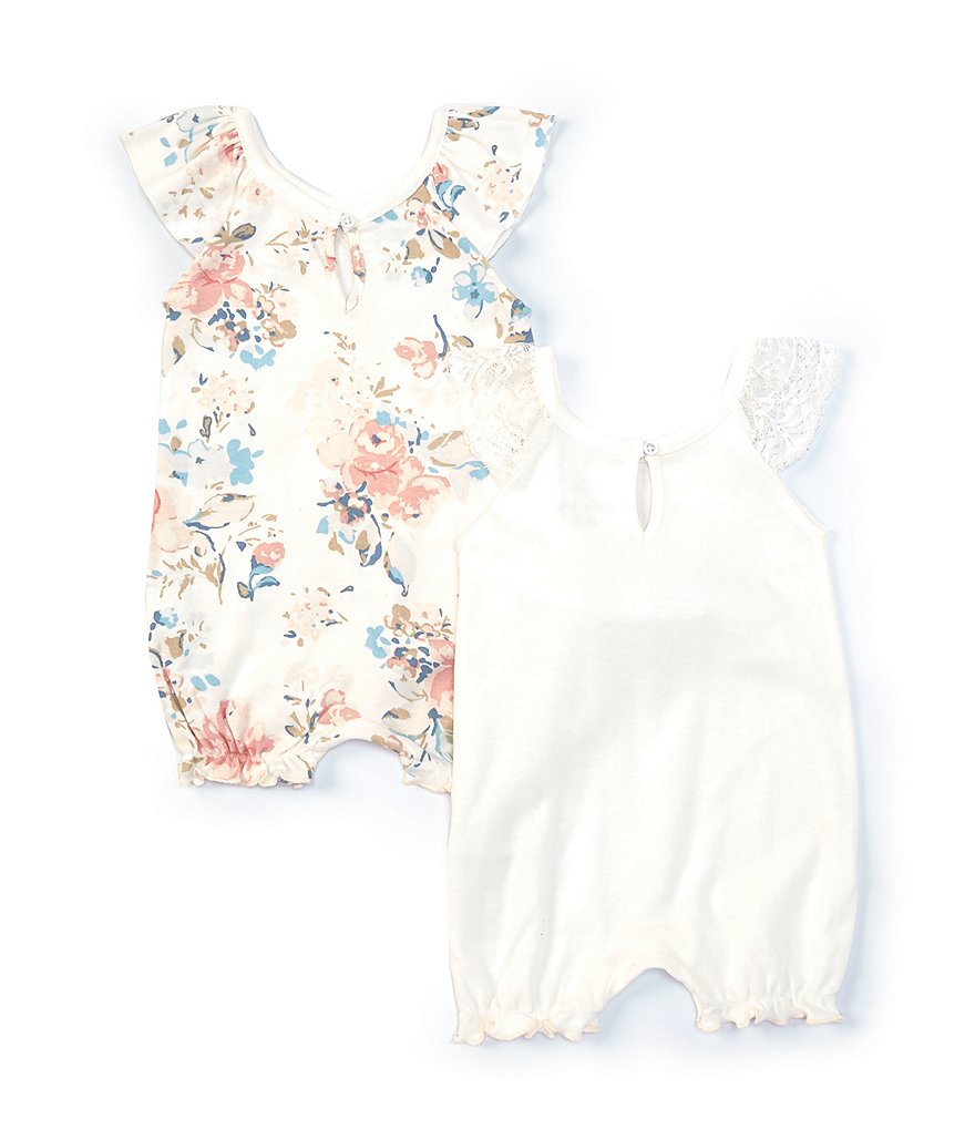 Baby Starters Baby Girls Newborn-9 Months Cactus Flower Romper Two-Pack