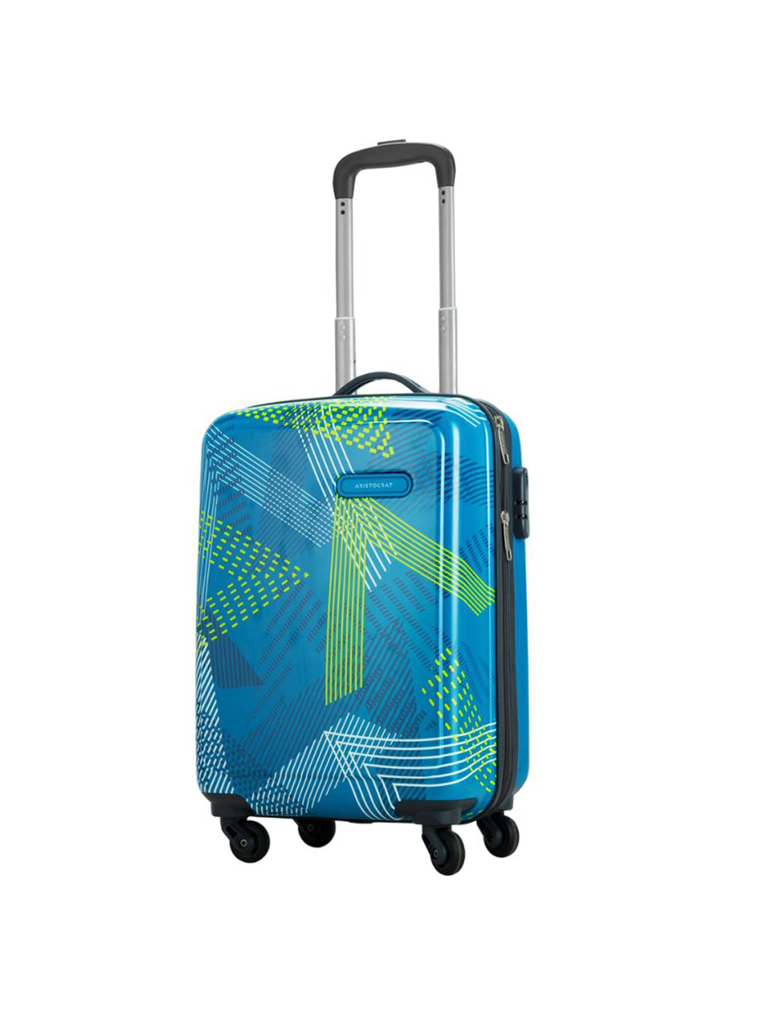 Aristocrat Dual Edge Blue Printed Hard Cabin Trolley Bag - 23 cm
