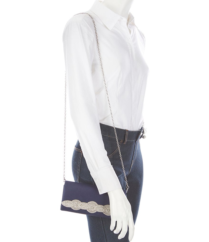 Kate Landry Satin Rhinestone Trim Clutch Bag