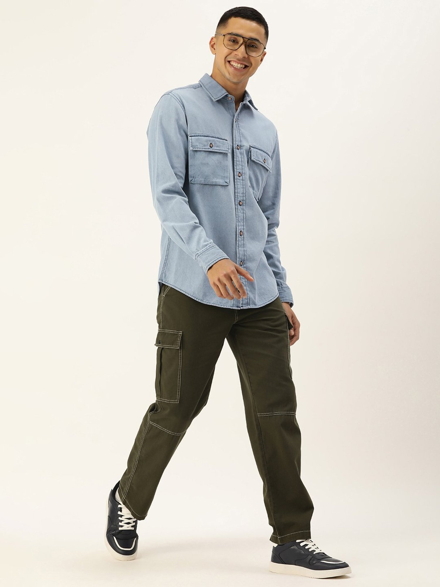 Bene Kleed Light Blue Regular Fit Denim Shirt