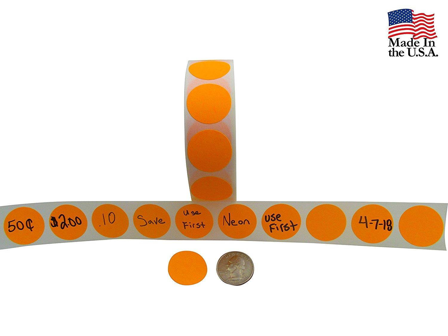 Color Coding Labels Super Bright Neon Orange Round Circle Dots For Organizing Inventory 1 Inch 1,500 Total Adhesive Stickers (Neon Orange)