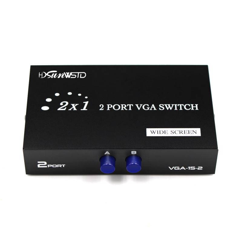 VGA Switch 2 in 1 Out 2 Port VGA Switcher Box VGA Vedio Switch for PC TV Monitor -Black