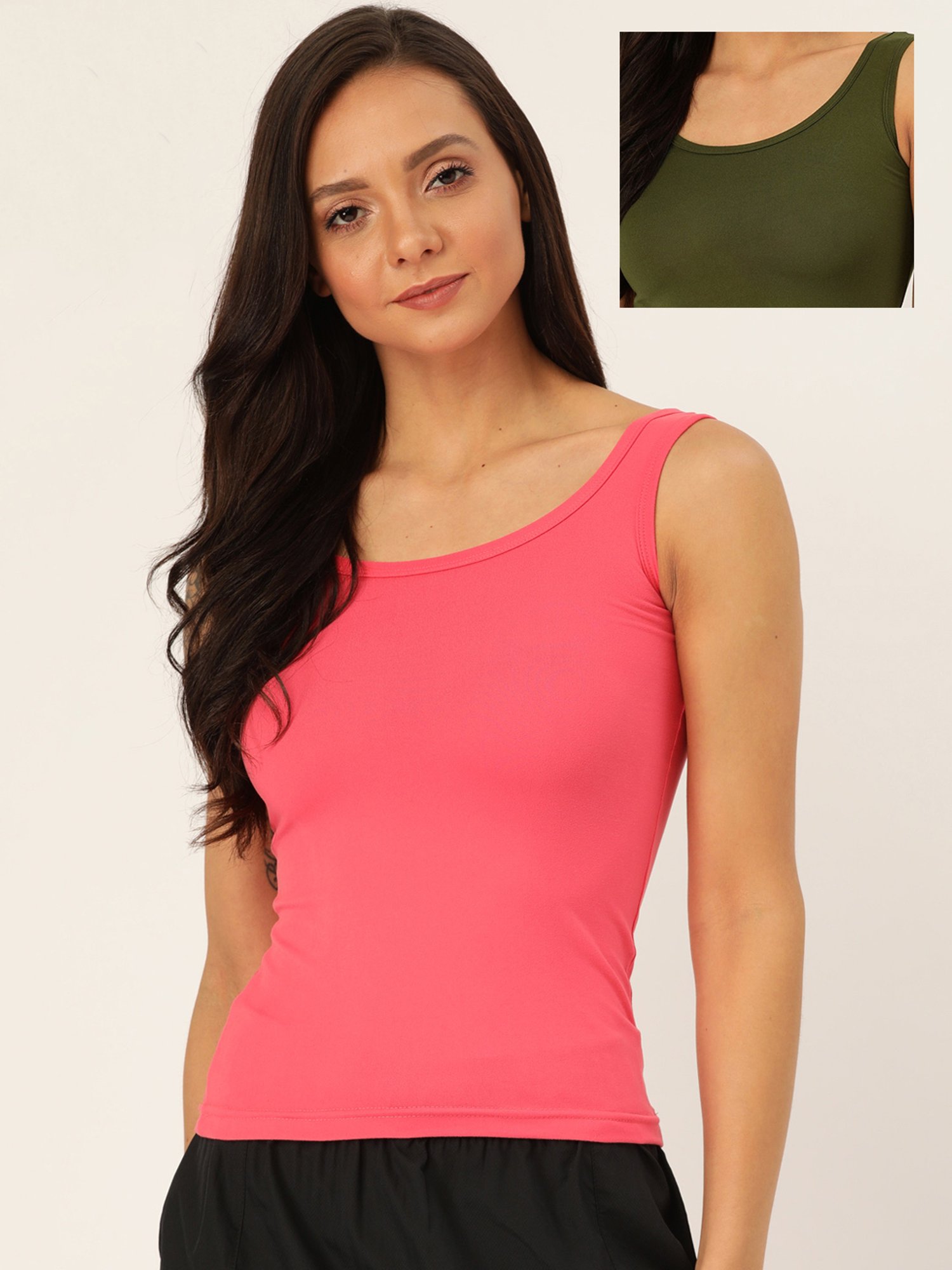 Lady Lyka Multicolor Cotton Camisole (Pack Of 2)