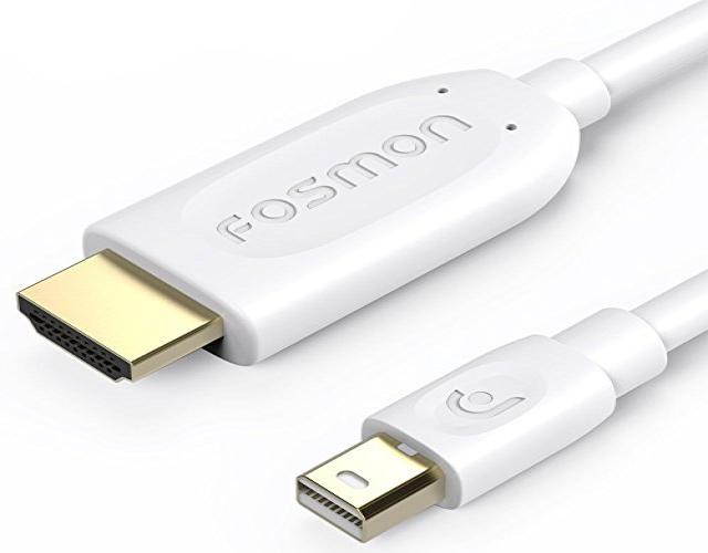 Fosmon Mini DisplayPort (Mini DP/mDP/ ThunderBolt/ThunderBolt 2 Port Compatible) to HDMI Adapter Cable - White - 6ft (1920x1080@60Hz)