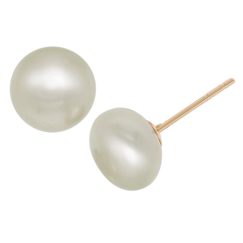 14k Yellow Gold 8mm Freshwater Pearl Stud Earrings