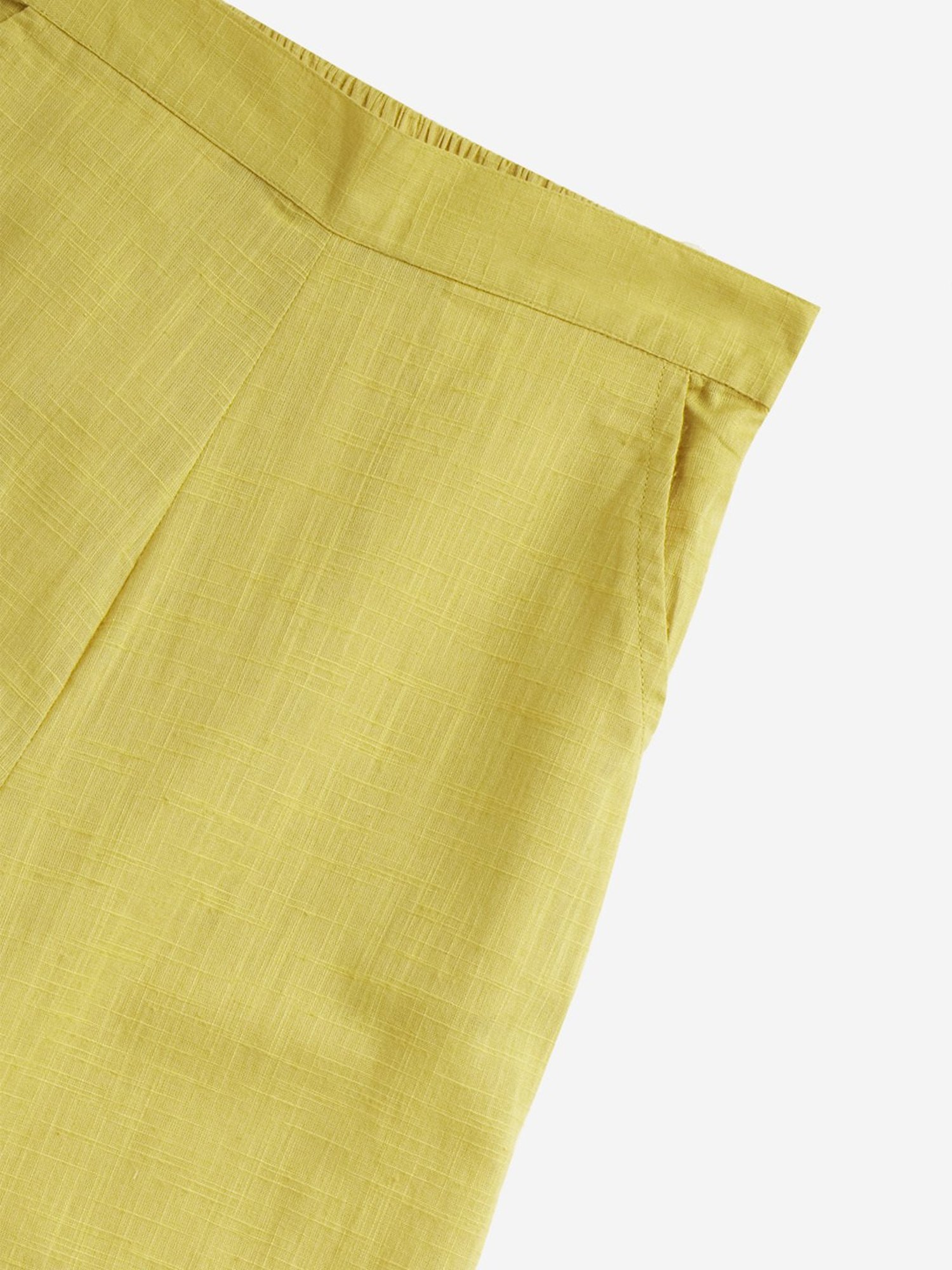 Utsa Kids by Westside Yellow Solid Mid-Rise Cotton Palazzos