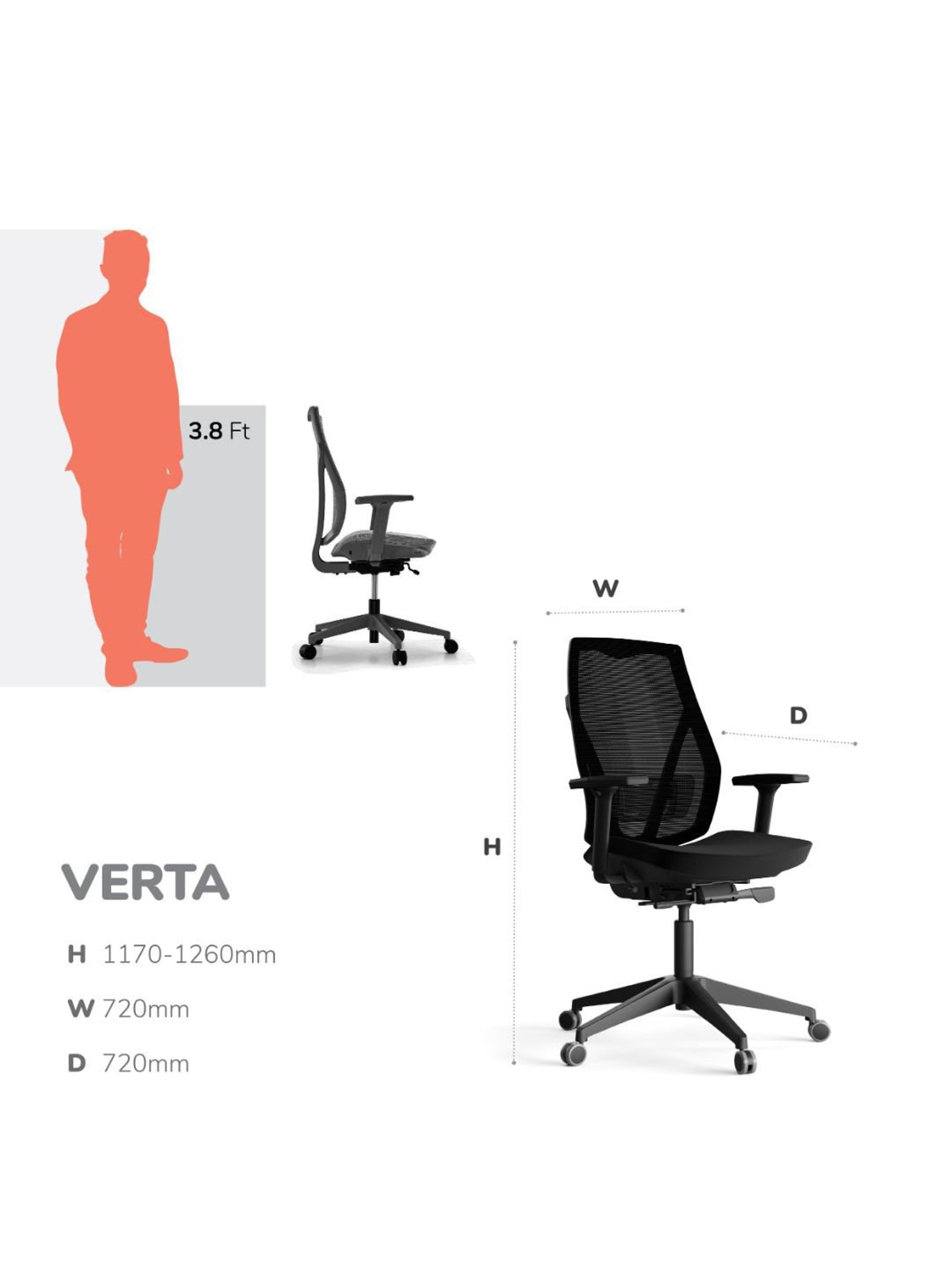 HNI India Verta Black PU Foam Lumbar Support Desk Chair