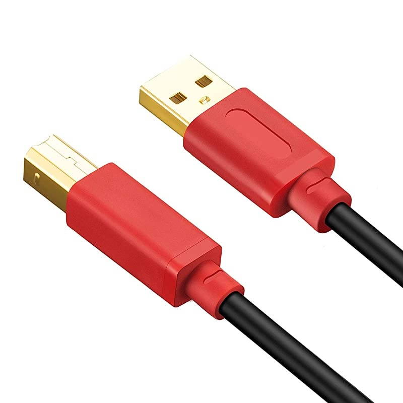 Printer Cable 40Ft USB 20 High Speed GoldPlated Connectors Printer Scanner Cable Cord A Male to B Male for HP Canon Lexmark Dell Xerox Samsung etc 40Ft12M Red