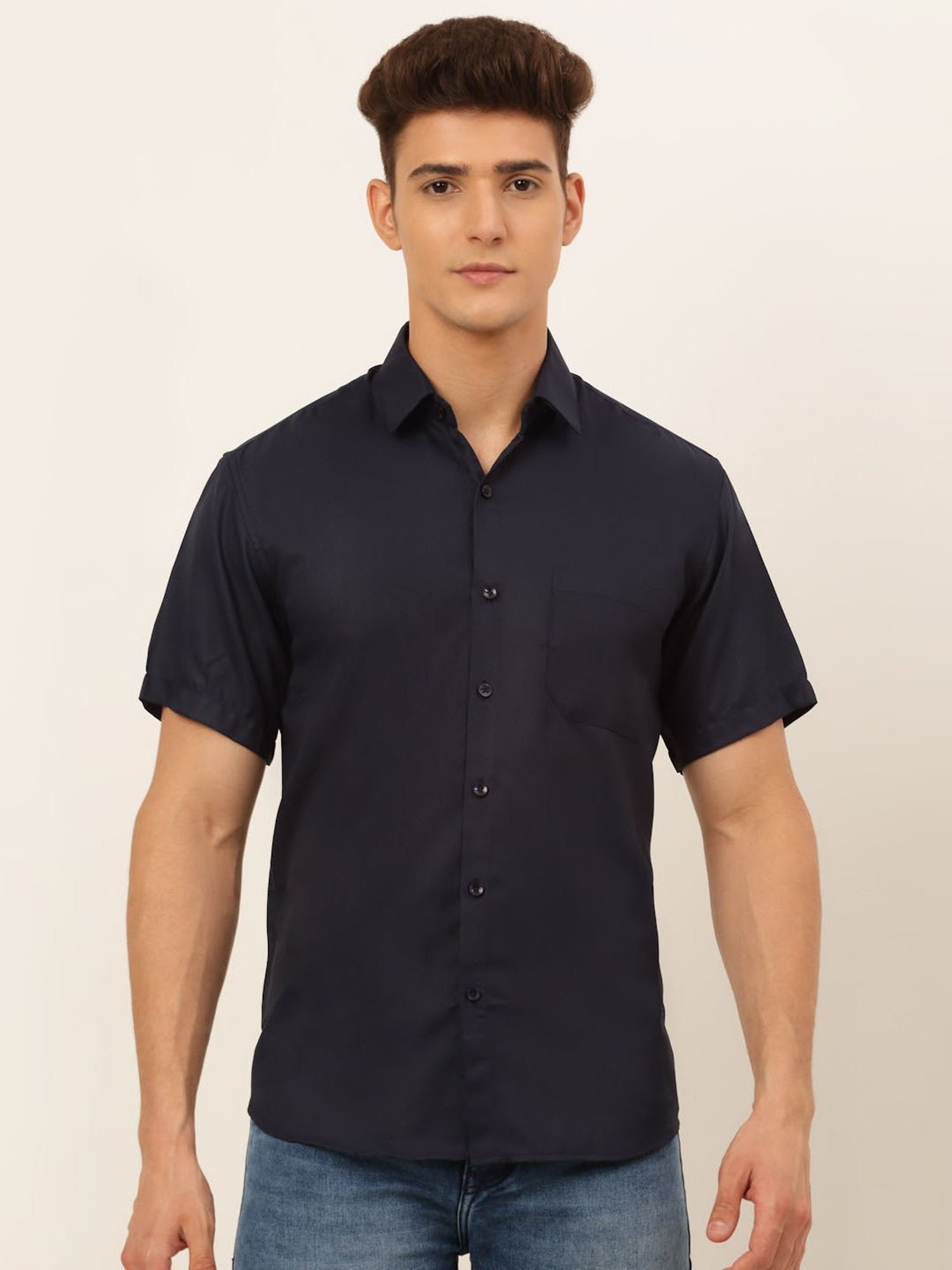 Jainish Navy Regular Fit Shirt