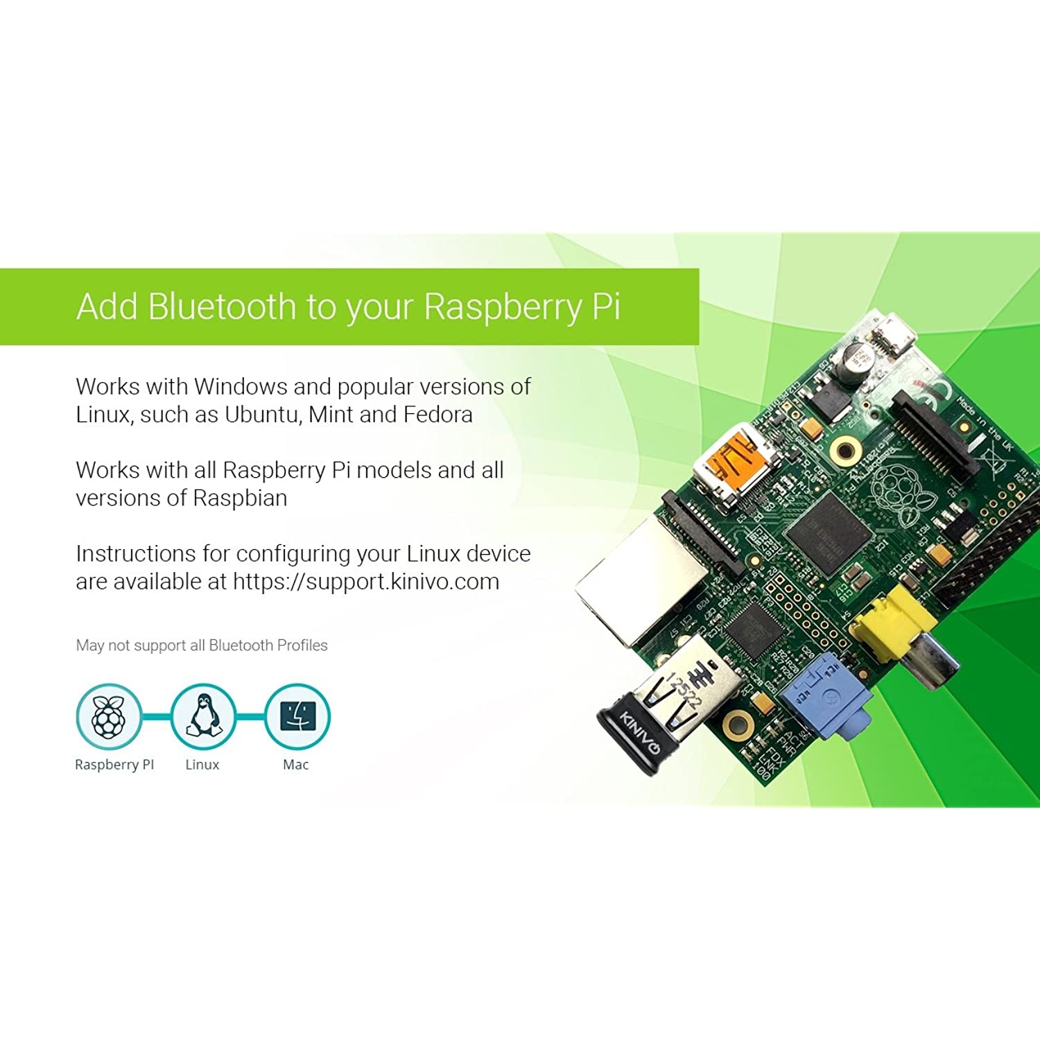 Kinivo BTD-400 USB Bluetooth Adapter for PC (Bluetooth 4.0, Low Energy, Compatible with Windows, Raspberry Pi, Linux)