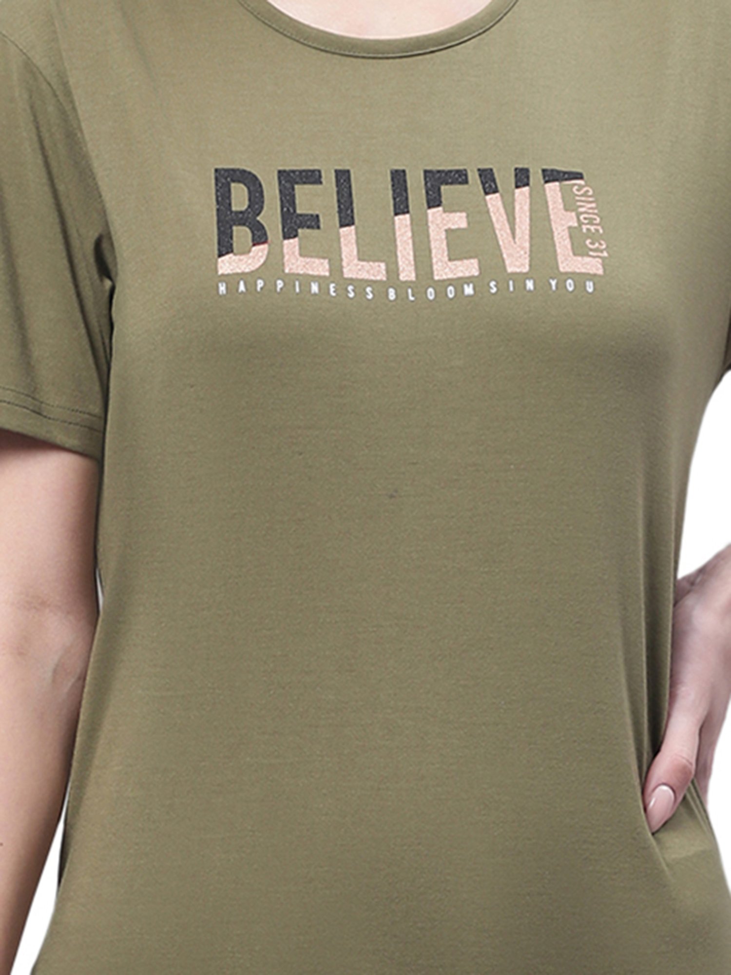 Vimal Jonney Light Grey & Olive Cotton Graphic Print T-Shirt (Pack Of 2)