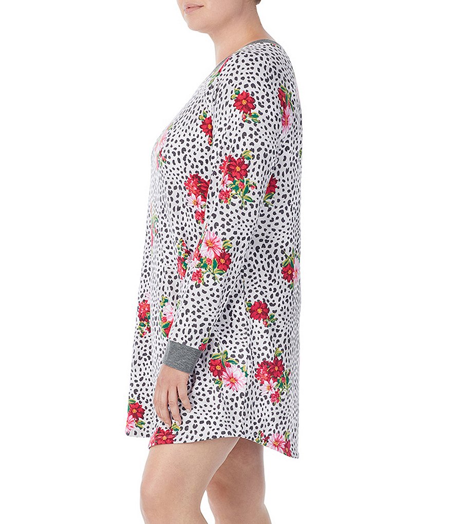 VAN WINKLE & CO. Plus Size Leopard Print Satin Maxi Chemise