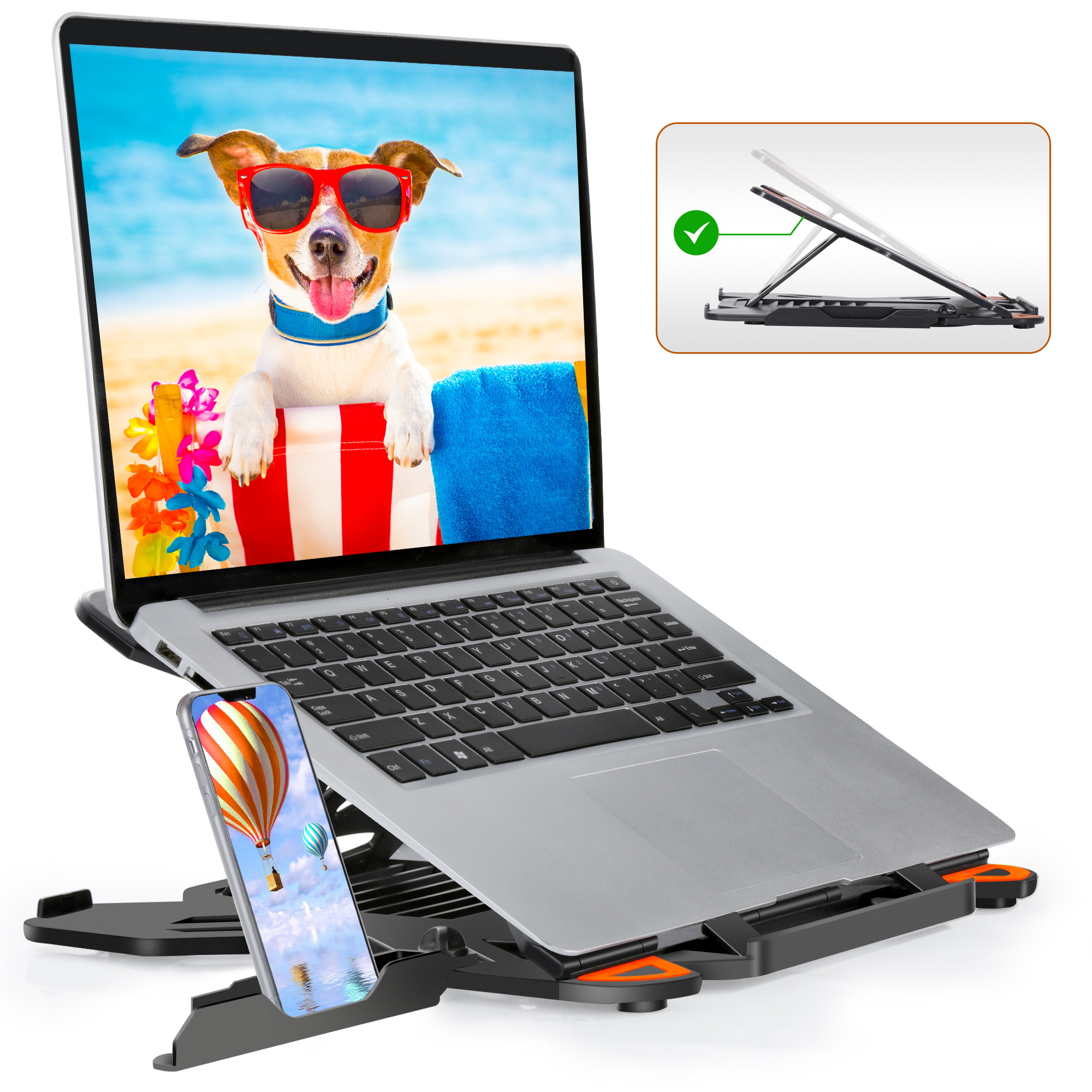 Laptop Cooling Pad, Laptop Cooler with 5 Quiet Red LED Fans for 12"-17" Inch Laptop, Dual USB 2.0 Ports, Portable Angle Adjustable Laptop Stand for Gaming Laptop-Green