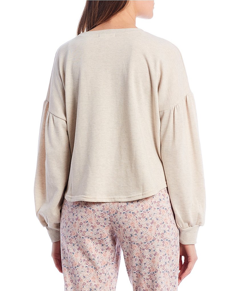Coco + Jaimeson Long Puff-Sleeve Love Happens Graphic Sweatshirt Top