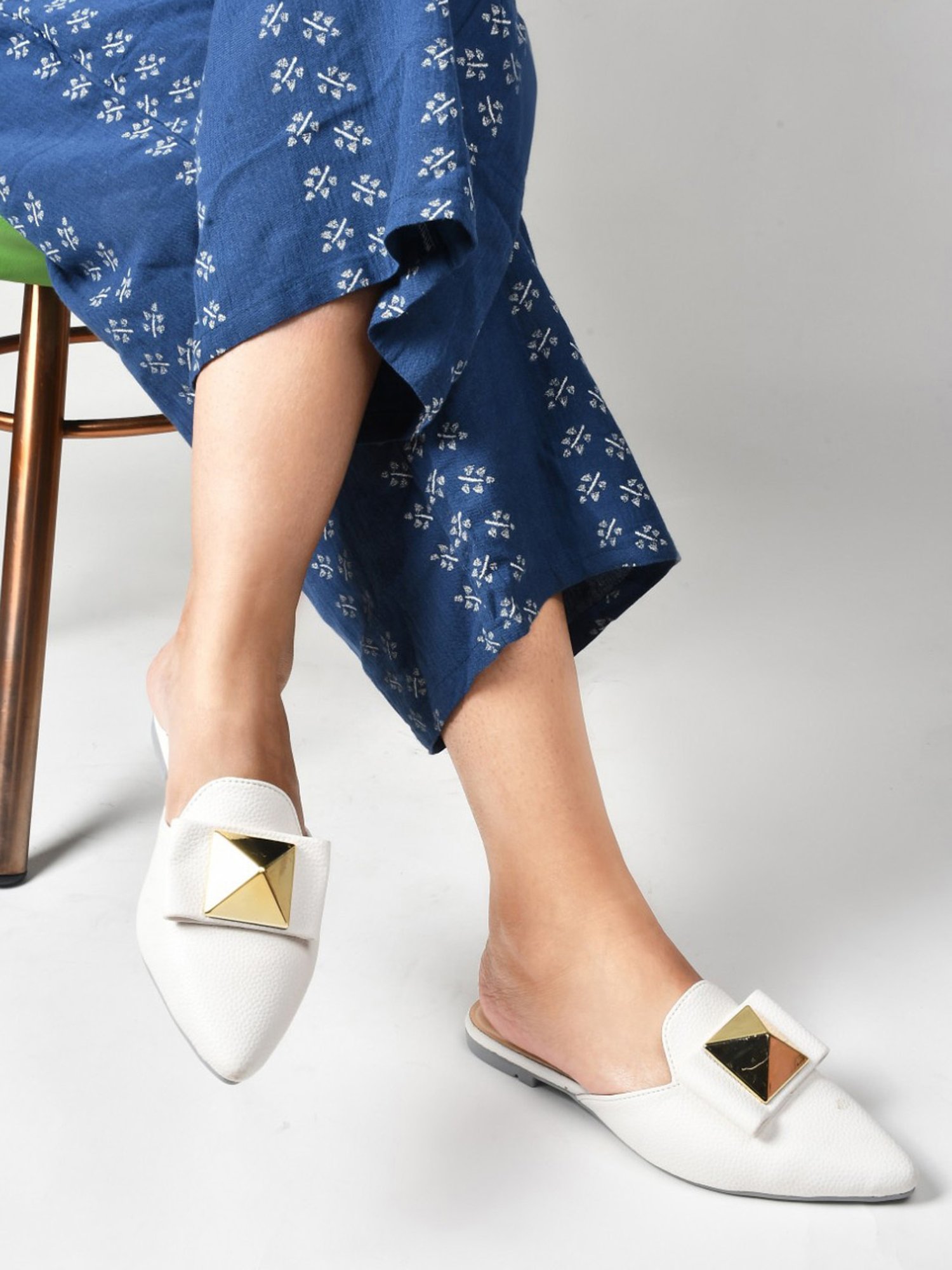 The White Pole Women's White Mule Shoes