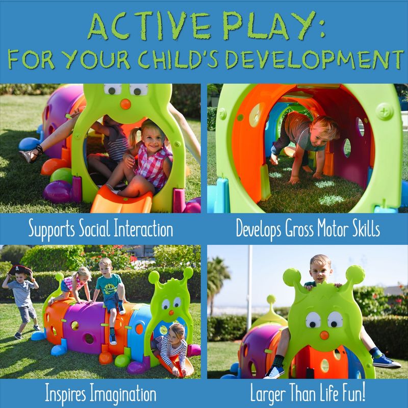 ECR4Kids Vibrant GUS Climb-N-Crawl Caterpillar Tunnel-Indoor/Outdoor Kids Play