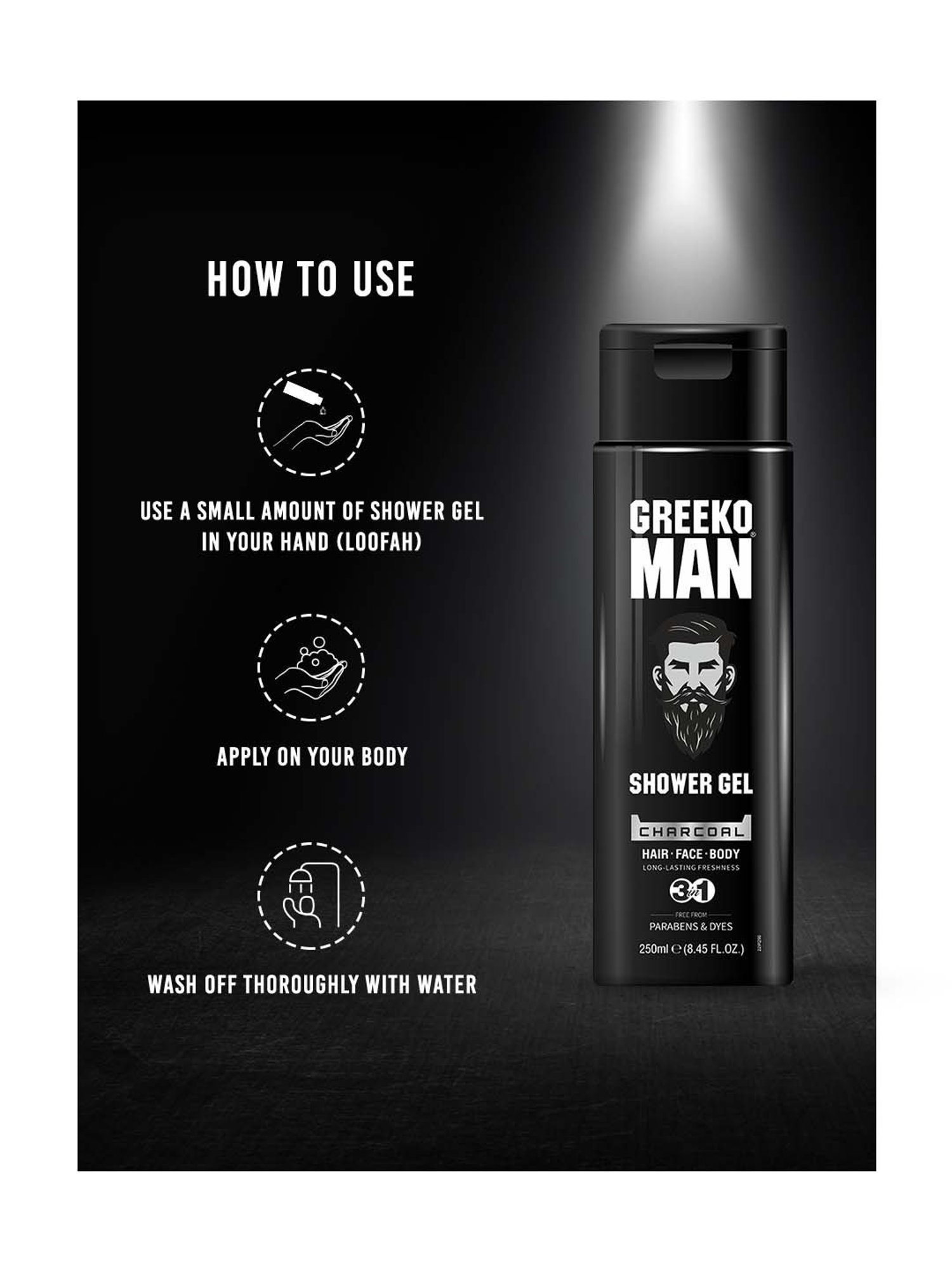 Greeko Man Shower Gel - Charcoal