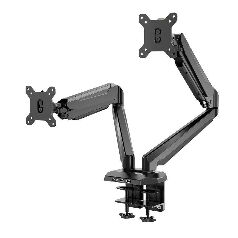 MegaMounts Fully Adjustable Tilt and Swivel Articulating Double Arm Monitor Desk Mount