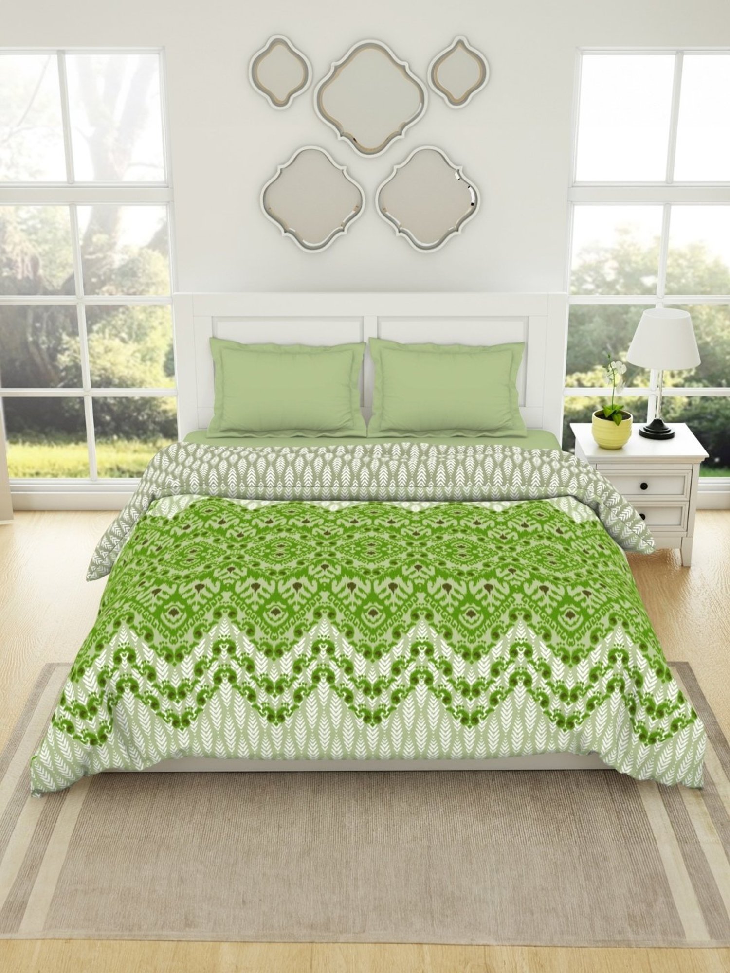 Spaces Ikkat Titanite Cotton 144 TC Double Bed Quilt