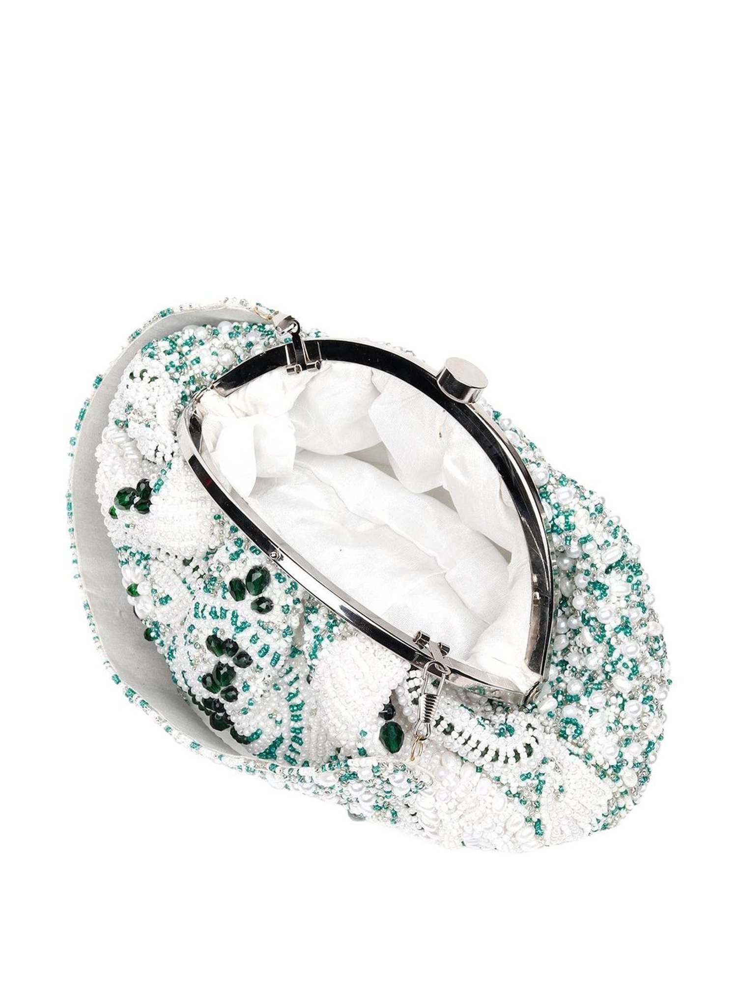 Odette White & Green Embellished Handbag