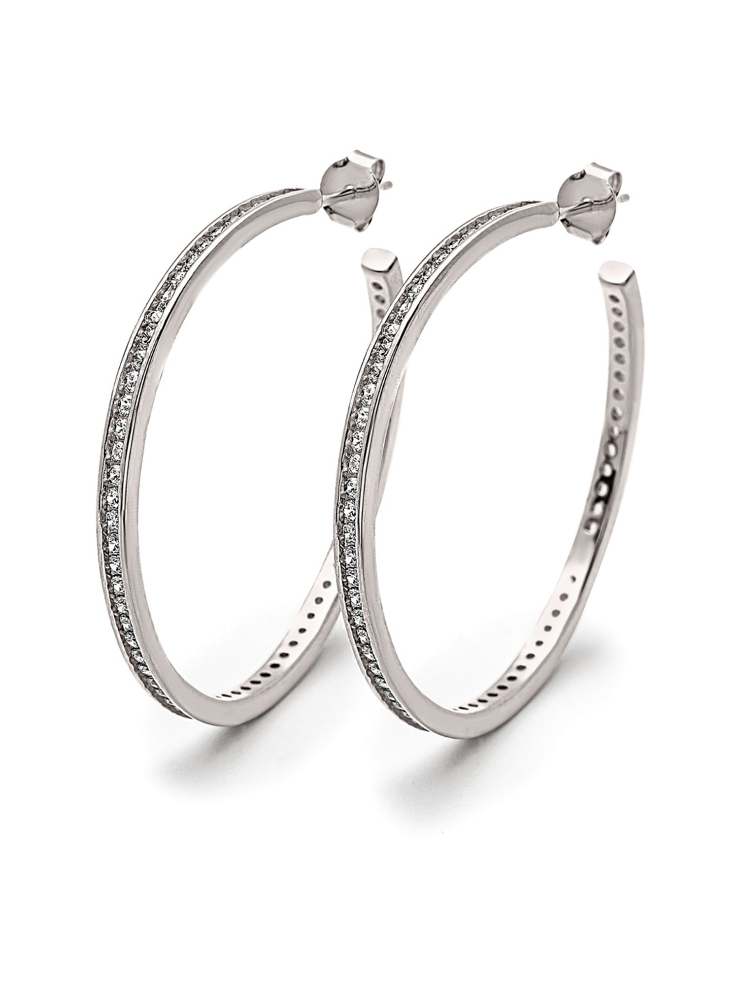 Silberry 92.5 Sterling Silver Crystal Curl Hoop Earrings for Women