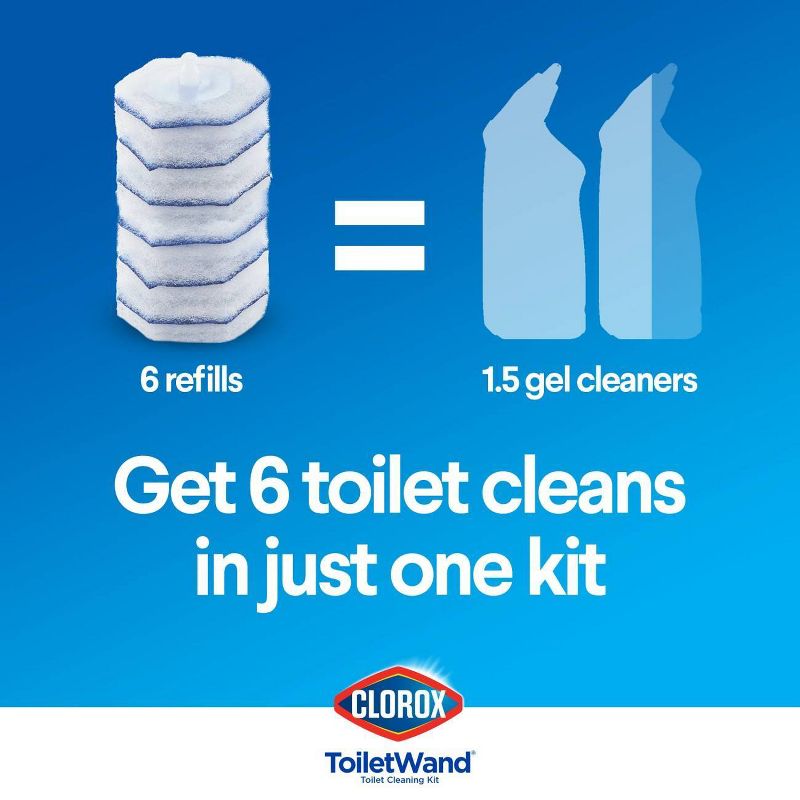 Clorox ToiletWand Disposable Toilet Cleaning System - ToiletWand Storage Caddy and 6 Refill Heads