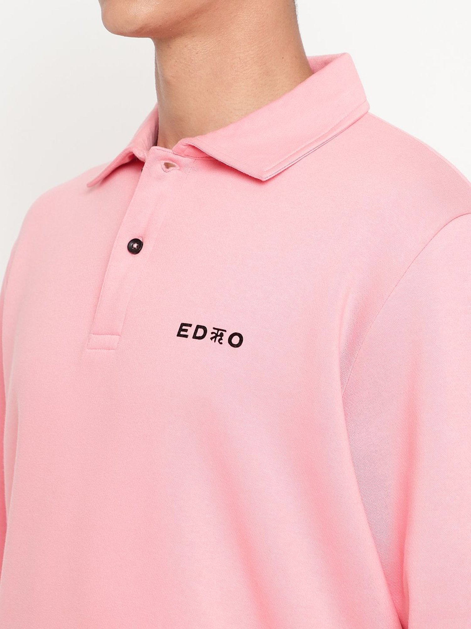 EDRIO Flamingo Pink Relaxed Fit Polo T-Shirt
