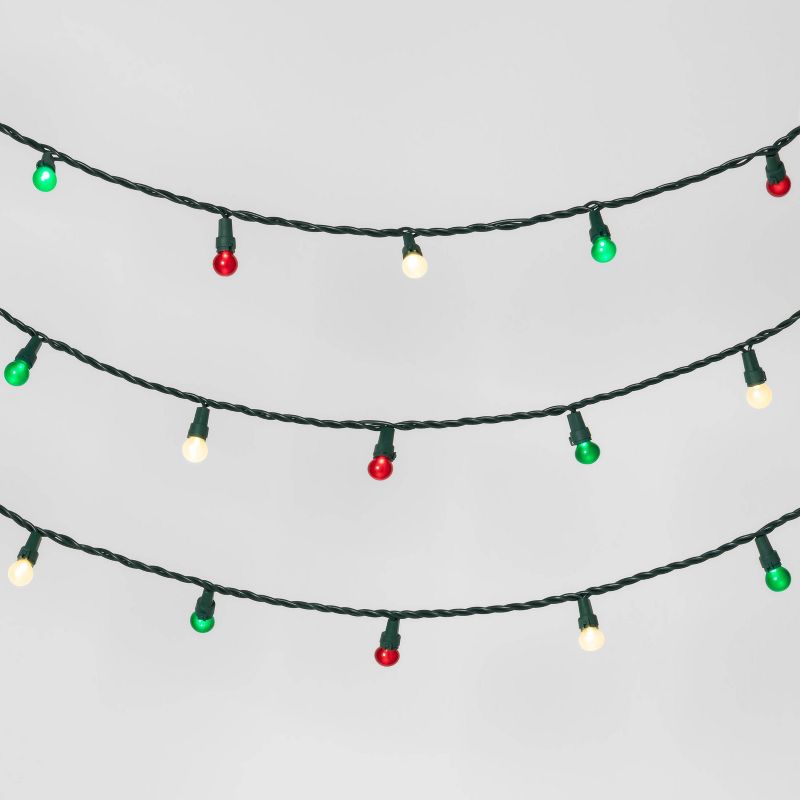 70ct LED Christmas Pearl String Lights Red/Warm White & Green - Wondershop™