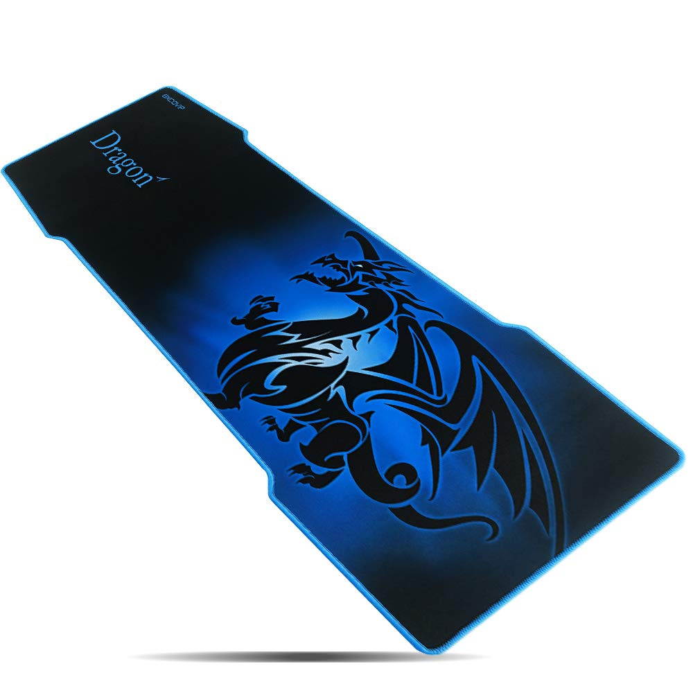 excovip 3mm Extra Extended Gaming Mouse Pad, 35" x 12" x 3mm Non-Slip Rubber Backing Stitched Edges and Ultra Thick (Red Phantom Dragon Mat)