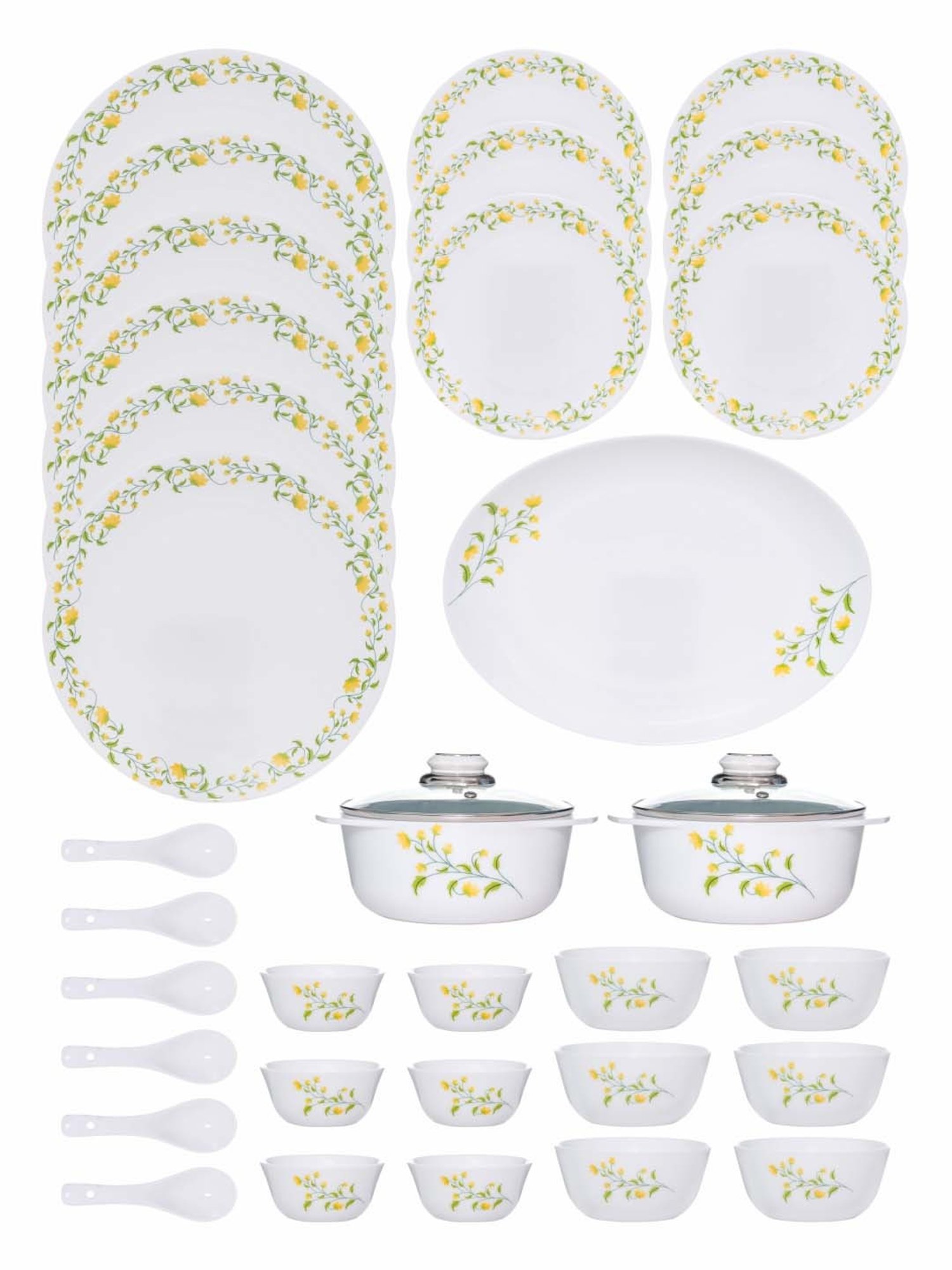 Cello White Opalware 35-Piece Dinner Set