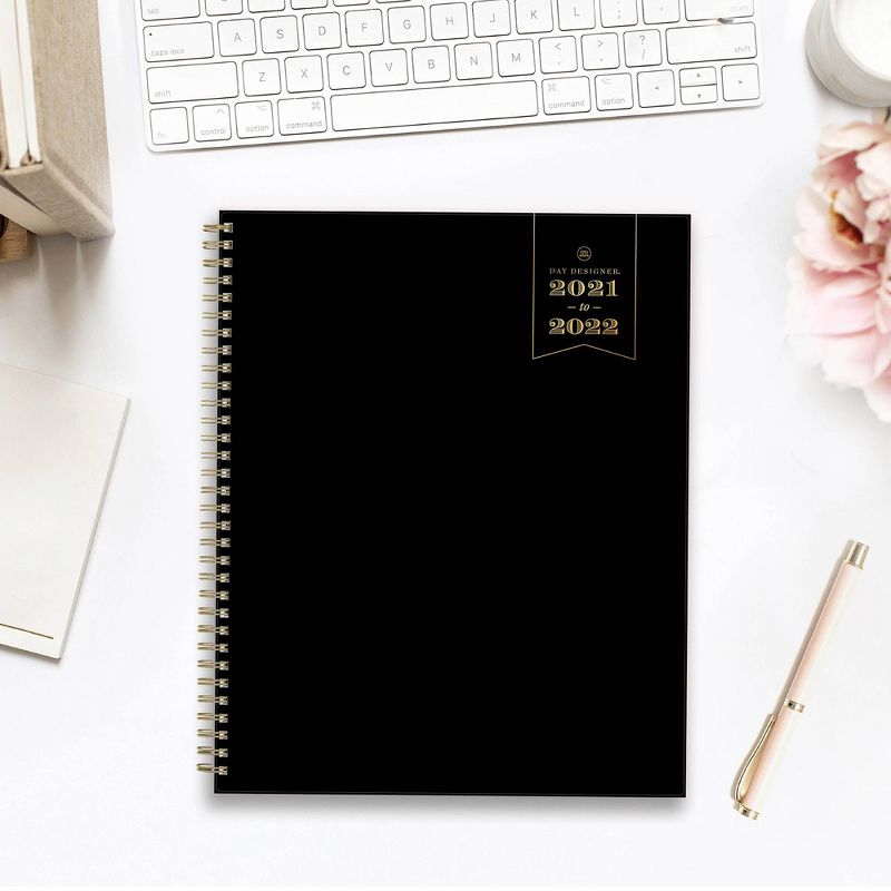 2021-22 Academic Planner 8.5" x 11" Flexible Plastic Cover Weekly/Monthly Wirebound Black - Day Designer