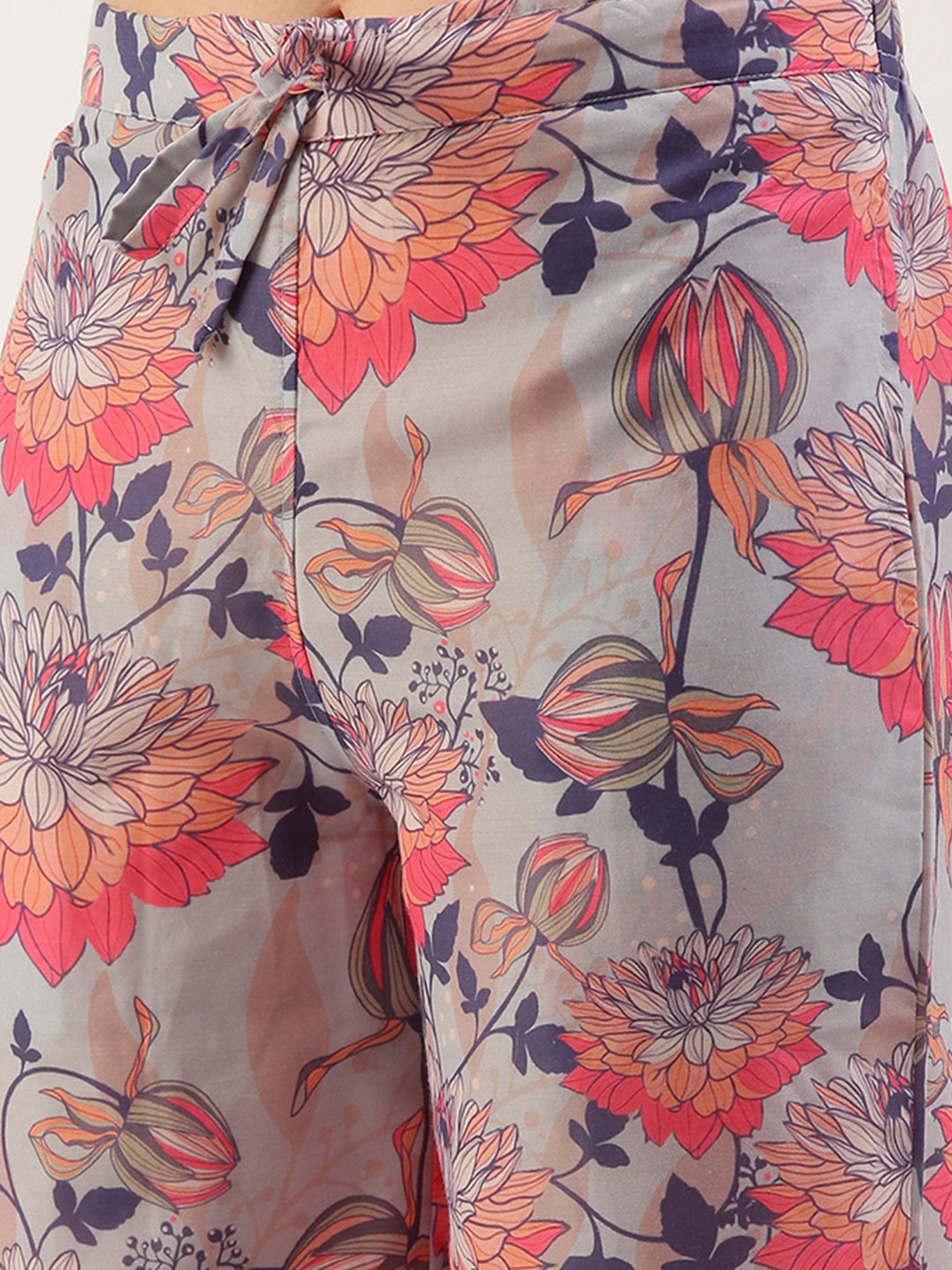 Clt.s Blue Floral Print Kurta With Palazzos