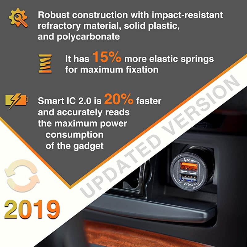 Car Charger Qualcomm Quick Charge 30 Dual USB 54A30W Fast Car Charger Adapter QC 30 3A + Smart IC 24A Compatible with iPhone Galaxy S20 S10 S9 S8 S7 S6 Note LG Nexus etc