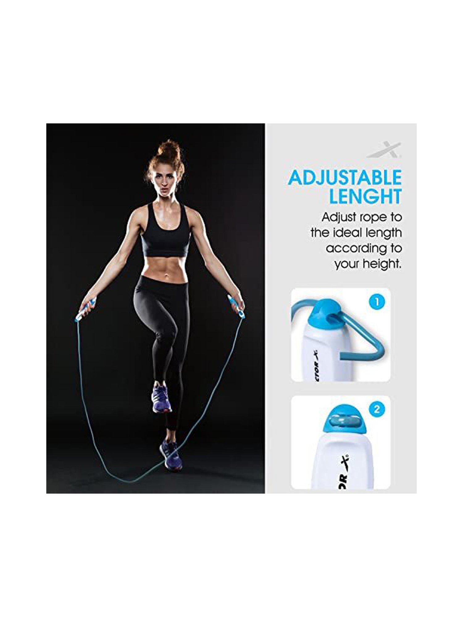 Vector X VX-720 Counter Skipping Rope (Blue) Size - 280cm