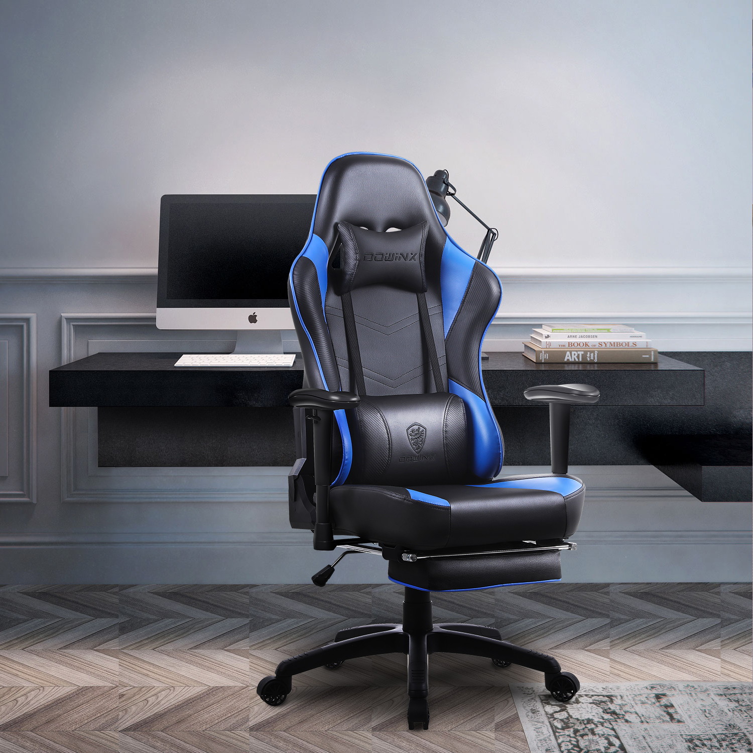 Gaming Chair, Racing Style Computer Desk Chair Padded Armrests Ergonomic Lumbar Support Adjustable Height