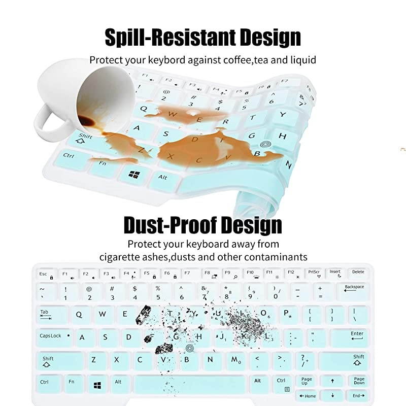 Keyboard Cover Compatible with Dell Latitude 5480 5490 7490 14 Laptop Dell 3340 E3340 E5490 5491 E5491 E5450 E5470 E7450 E7470 7480 E7480 Keyboard Skin with Pointing Ombre Mint