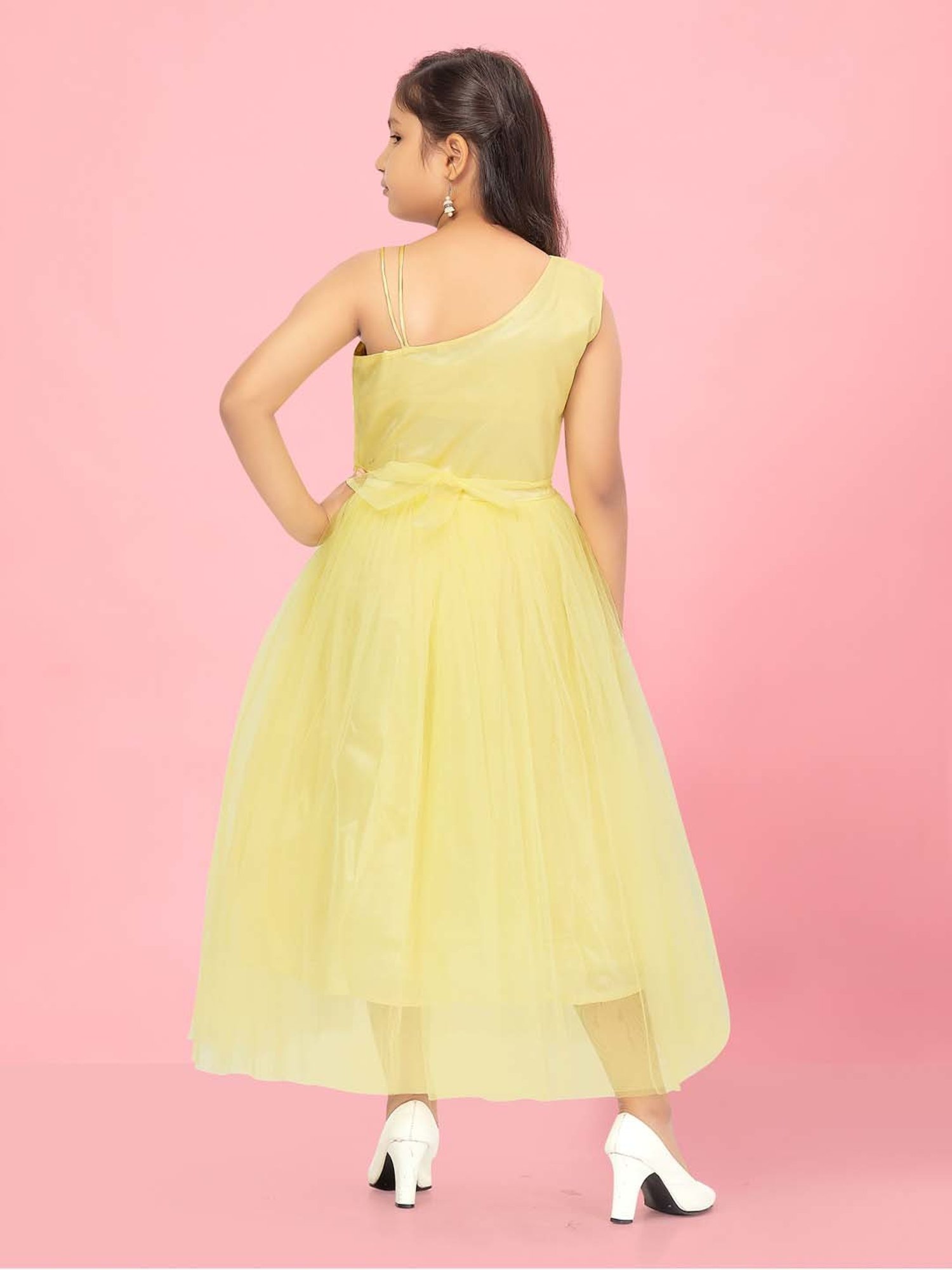 Aarika Kids Lemon Yellow Flared Fit Gown