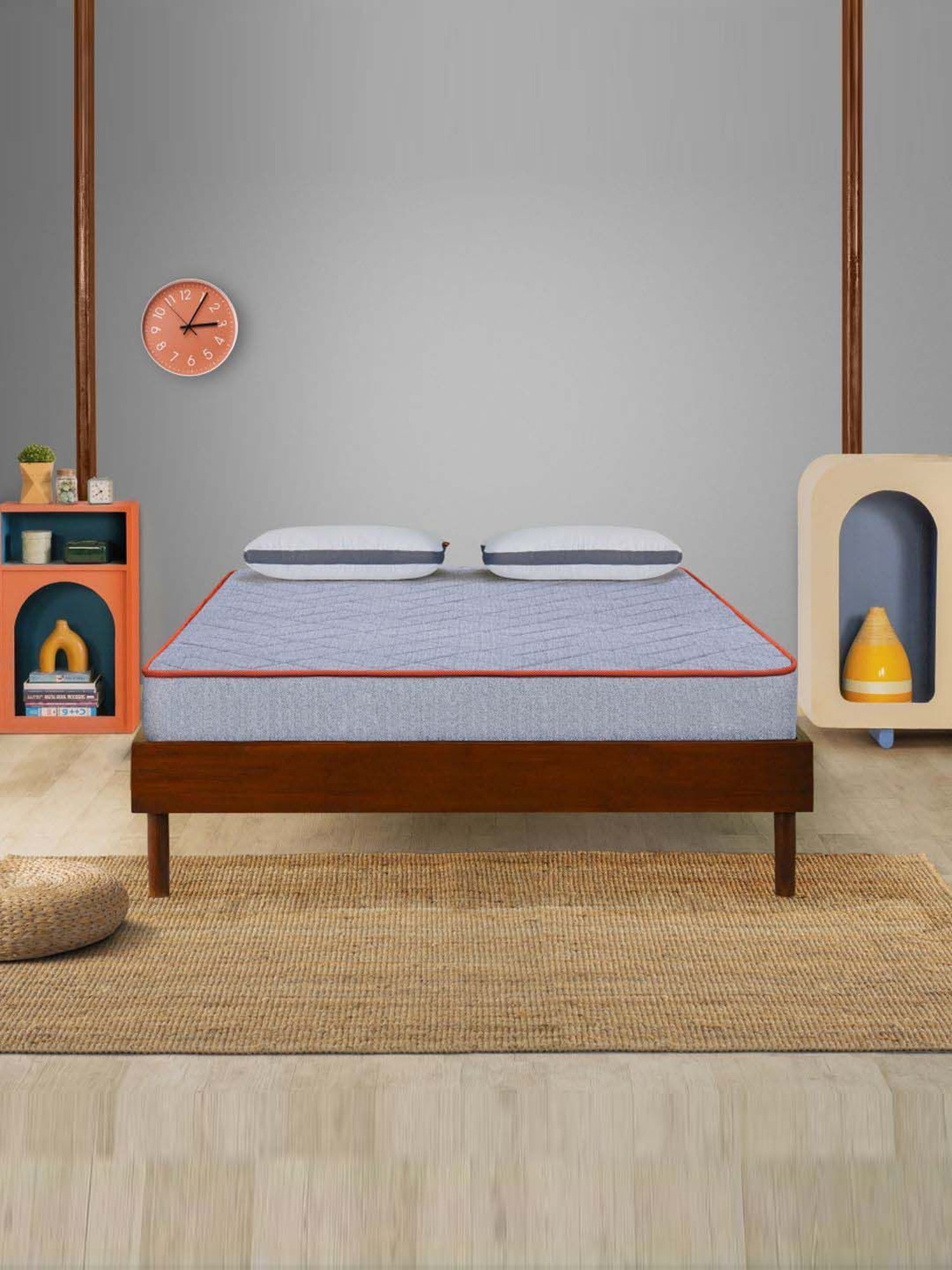 Sleepyhead Extreme Grey & Orange Foam Dual Sided Body IQ Memory Mattress With Firm Firm Sides