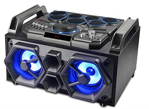 sylvania bluetooth lightup speaker and dj system with drum kit