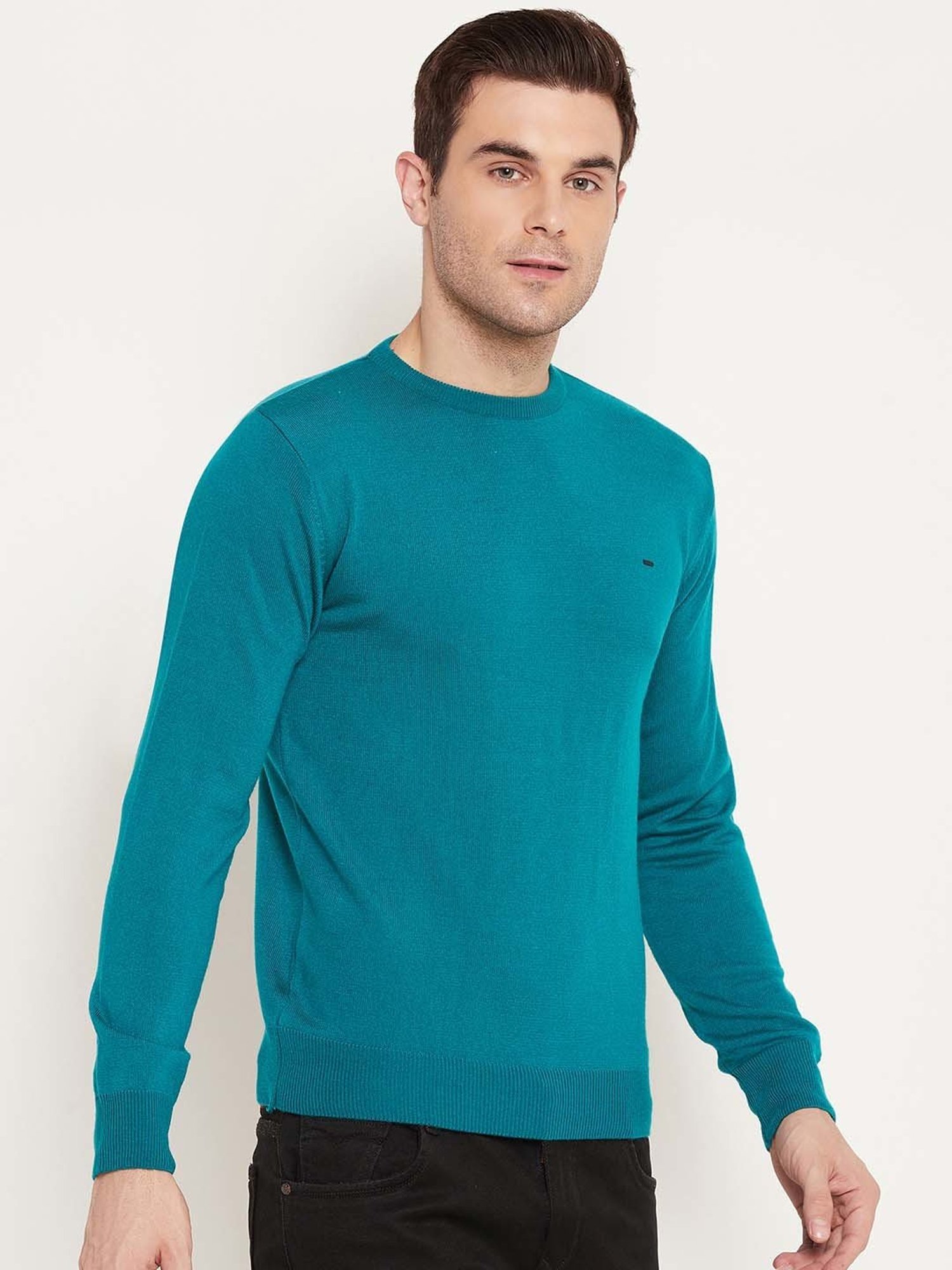 Okane Teal Regular Fit Sweater