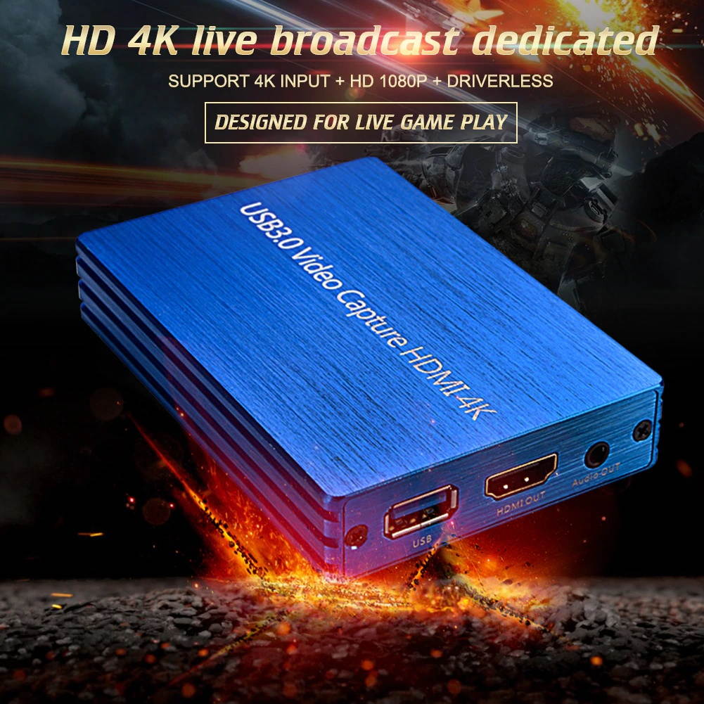 4K HDMI Capture Card Video Capture Device HDMI to USB 3.0 Game Broadcast Microphone HD 1080p Live Streaming Video Record Capture