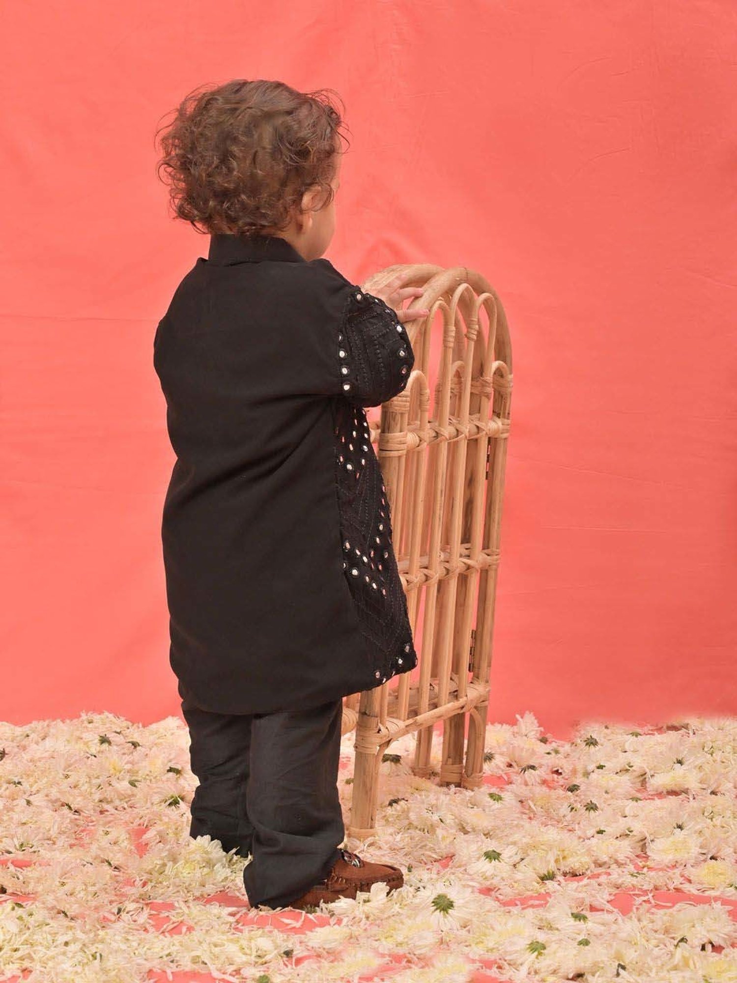 Nino Bambino Kids Navy & White Checks Kurta with Pyjama