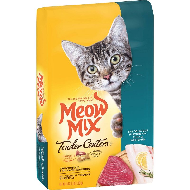 Meow Mix Tender Centers with Flavors of Tuna & Whitefish Adult Complete & Balanced Dry Cat Food - 3lbs