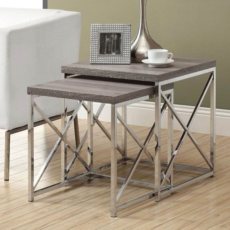 Monarch Contemporary Accent 2-Piece Dark Taupe Nesting End Tables & Side Table