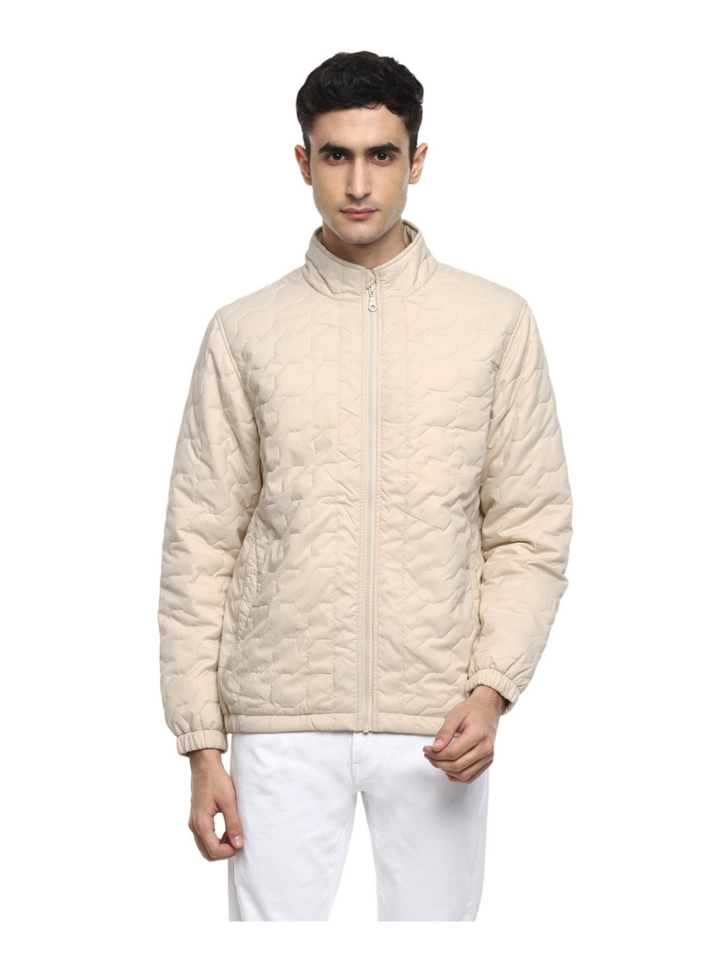 Red Chief Cream Full Sleeves Mock Collar Jacket