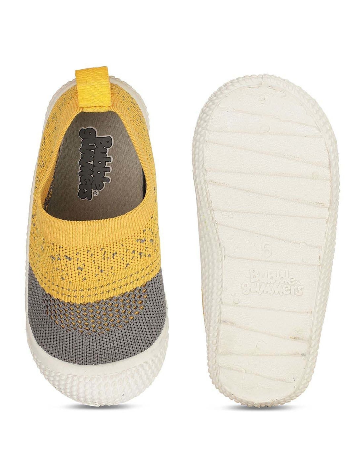 Bubblegummers by Bata Kids Grey & Yellow Casual Slip-Ons