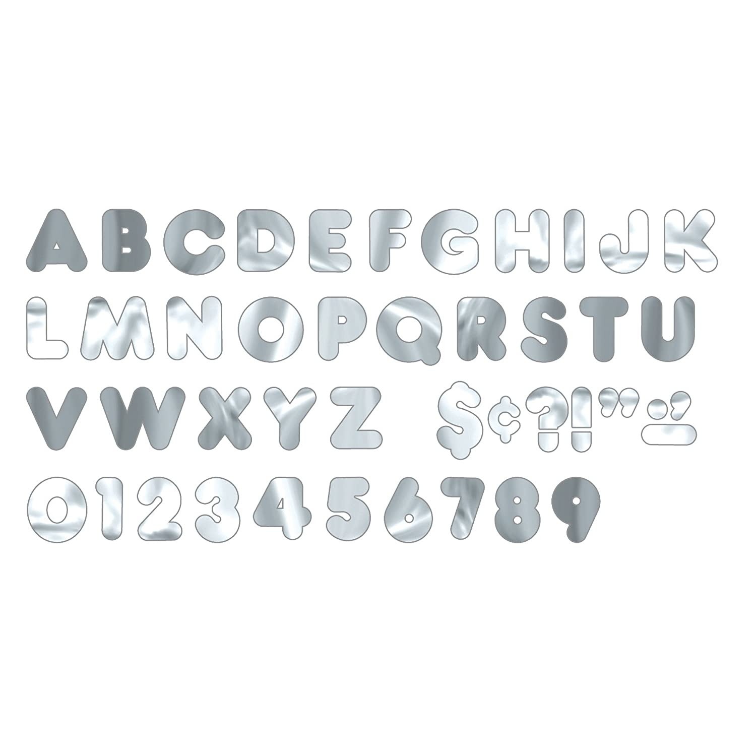 TREND enterprises, Inc. T-480BN Silver Metallic 4" Casual Uppercase Ready Letters, 6 Packs