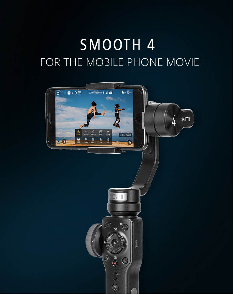 Zhiyun Smooth 4 3-Axis Handheld Gimbal Stabilizer for Smartphones, Black